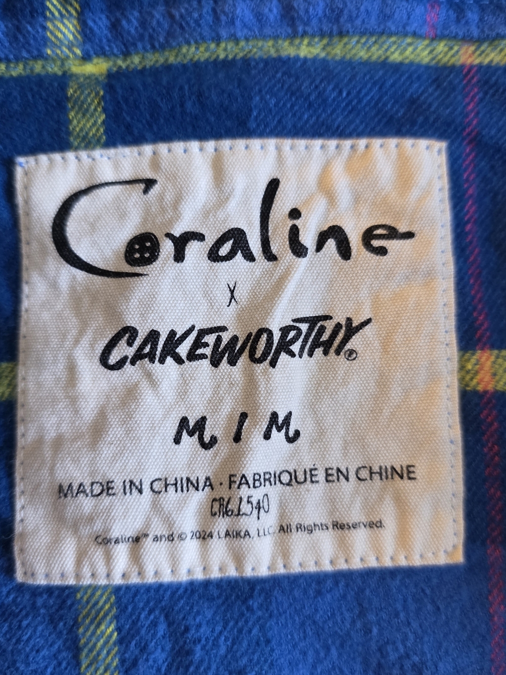 Coraline x Cakeworthy Plaid Button Down Shirt M Blue Flannel - Picture 3 of 11